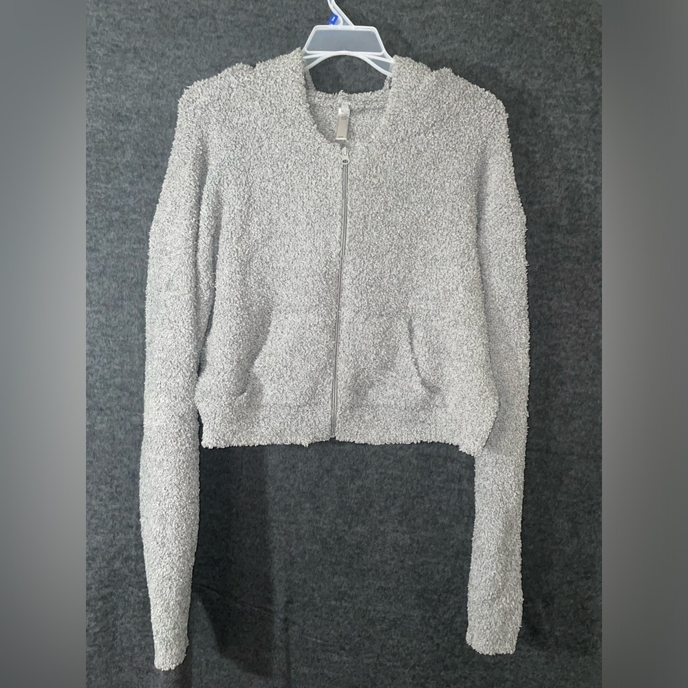 Skims Gray Teddy Zip Up Crop Hoodie Size 2X/3X